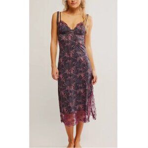 FREE PEOPLE NWT Party Crasher Midi Slip / Deep Charcoal Combo - S